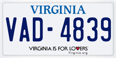 VA license plate VAD4839