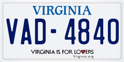 VA license plate VAD4840