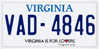 VA license plate VAD4846