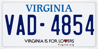 VA license plate VAD4854