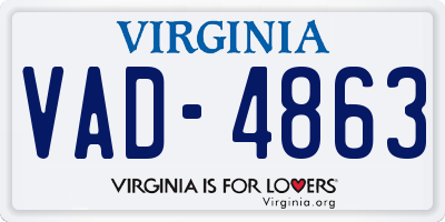 VA license plate VAD4863