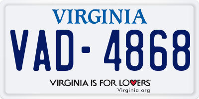 VA license plate VAD4868