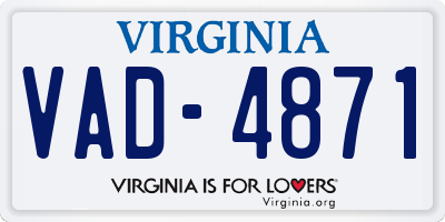 VA license plate VAD4871