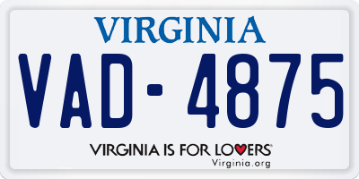 VA license plate VAD4875