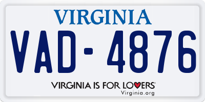 VA license plate VAD4876