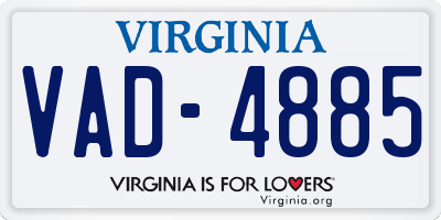 VA license plate VAD4885
