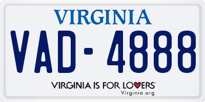 VA license plate VAD4888