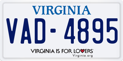 VA license plate VAD4895