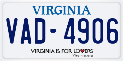 VA license plate VAD4906