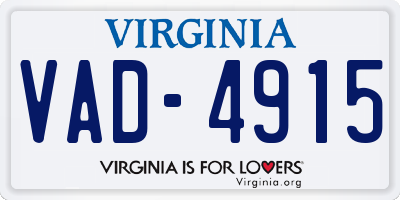 VA license plate VAD4915