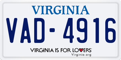 VA license plate VAD4916