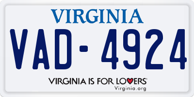 VA license plate VAD4924
