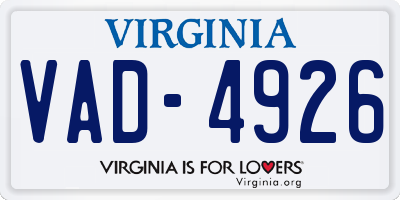 VA license plate VAD4926
