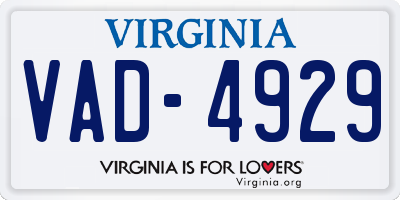 VA license plate VAD4929