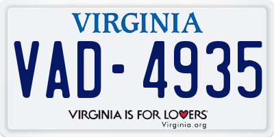 VA license plate VAD4935