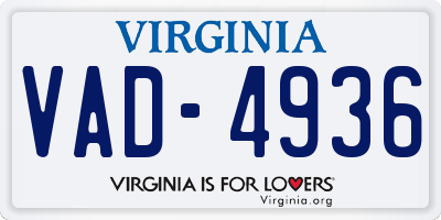 VA license plate VAD4936