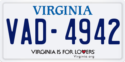 VA license plate VAD4942