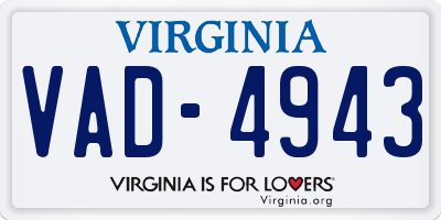VA license plate VAD4943