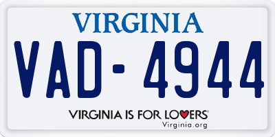 VA license plate VAD4944