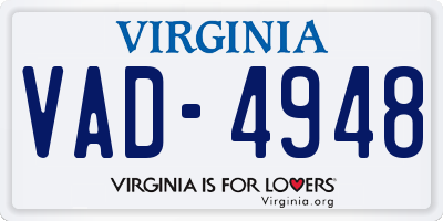 VA license plate VAD4948