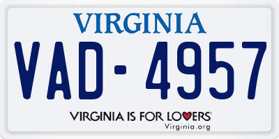 VA license plate VAD4957