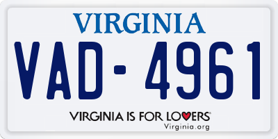 VA license plate VAD4961