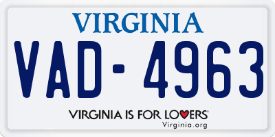 VA license plate VAD4963