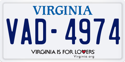 VA license plate VAD4974