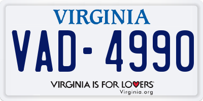 VA license plate VAD4990