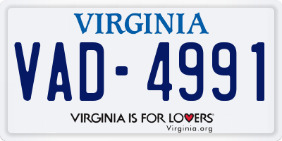 VA license plate VAD4991