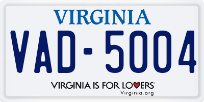 VA license plate VAD5004
