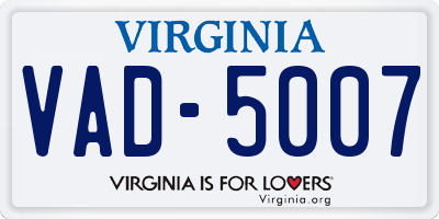 VA license plate VAD5007