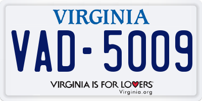 VA license plate VAD5009