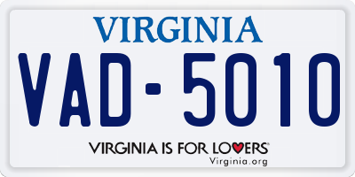 VA license plate VAD5010