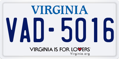 VA license plate VAD5016