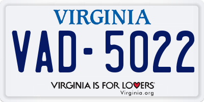 VA license plate VAD5022
