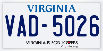 VA license plate VAD5026