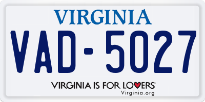 VA license plate VAD5027