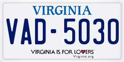 VA license plate VAD5030