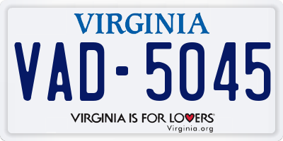 VA license plate VAD5045