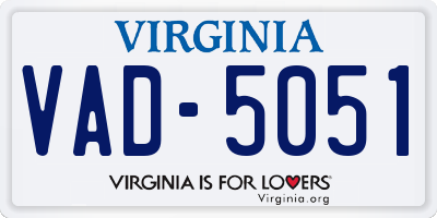 VA license plate VAD5051