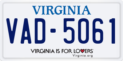 VA license plate VAD5061