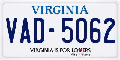 VA license plate VAD5062