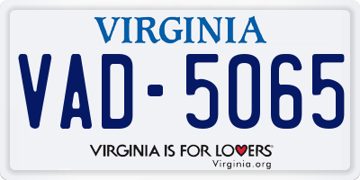 VA license plate VAD5065