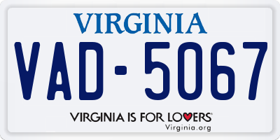 VA license plate VAD5067