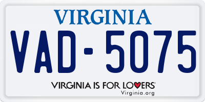 VA license plate VAD5075