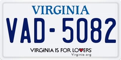 VA license plate VAD5082