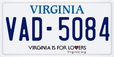 VA license plate VAD5084