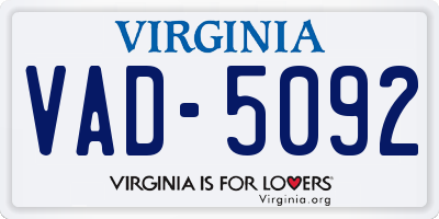 VA license plate VAD5092