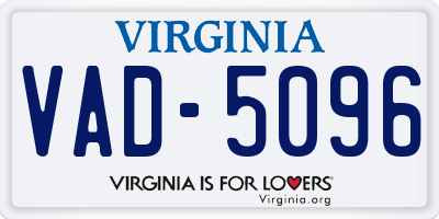VA license plate VAD5096